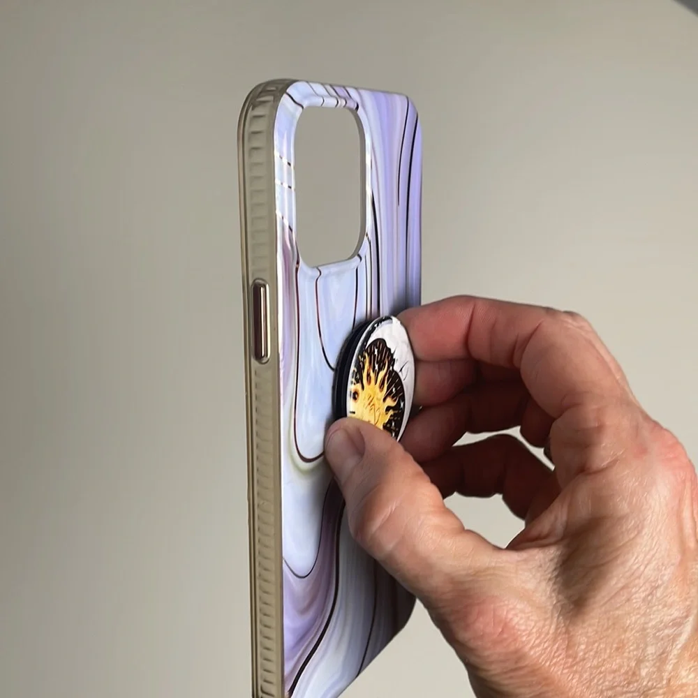 iPhone 13 Promax cover- lavender&rose&gold -pop socket holder